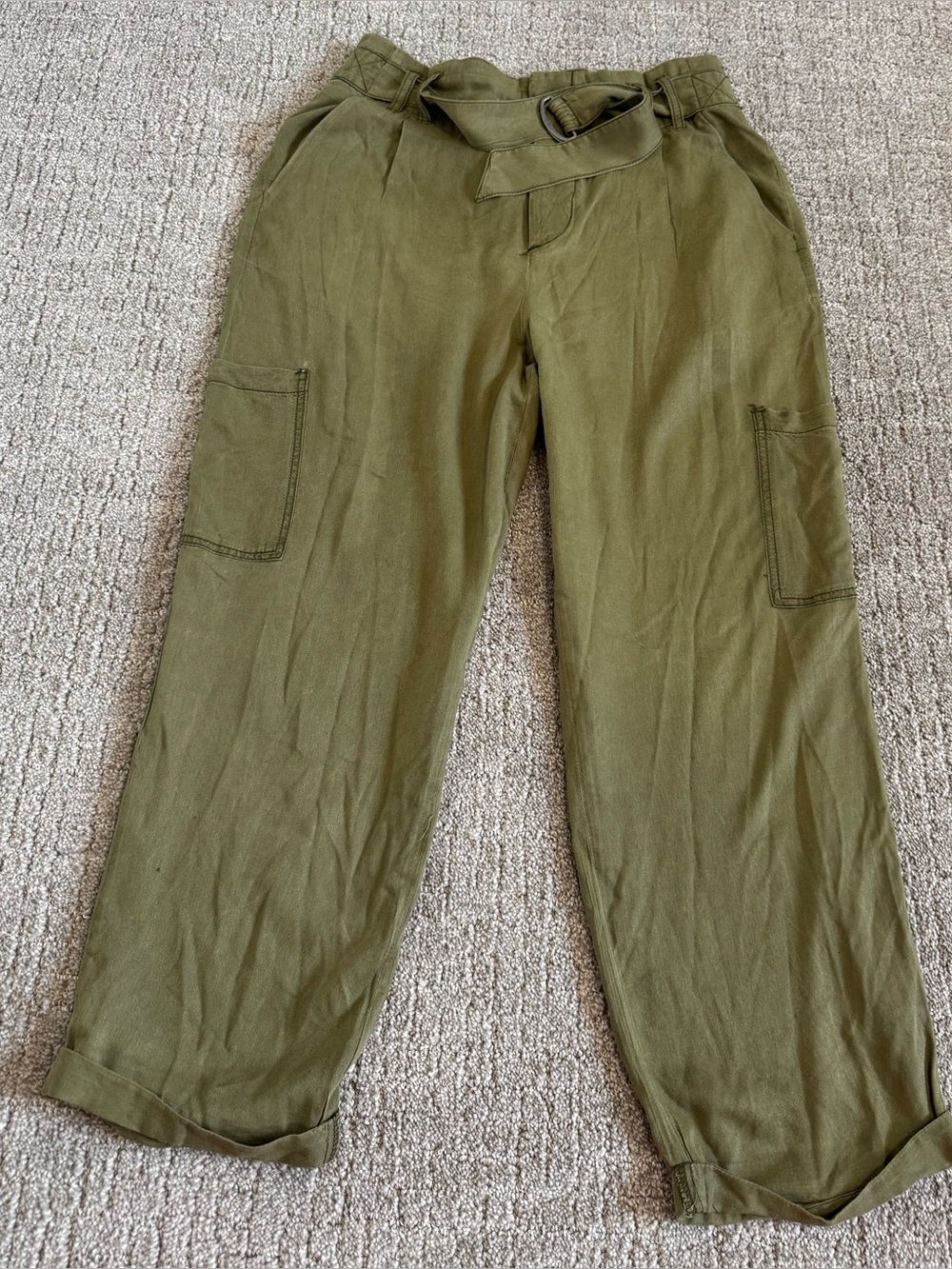 Free People Tahiti Pull On Cargo Pants Dried Herb Sage Green 6